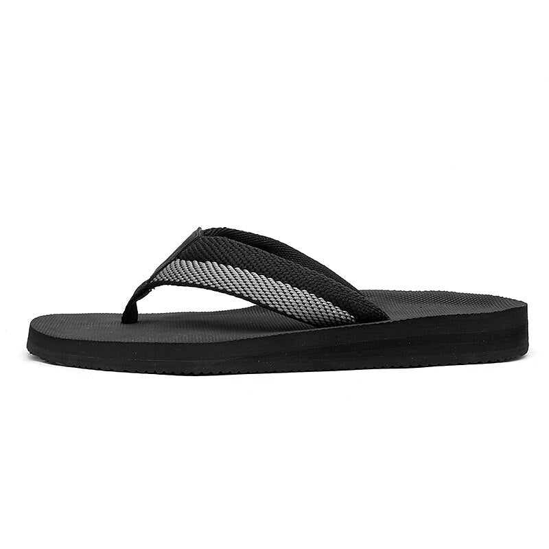 Red Flip-Flops with Black & Gold Stripes