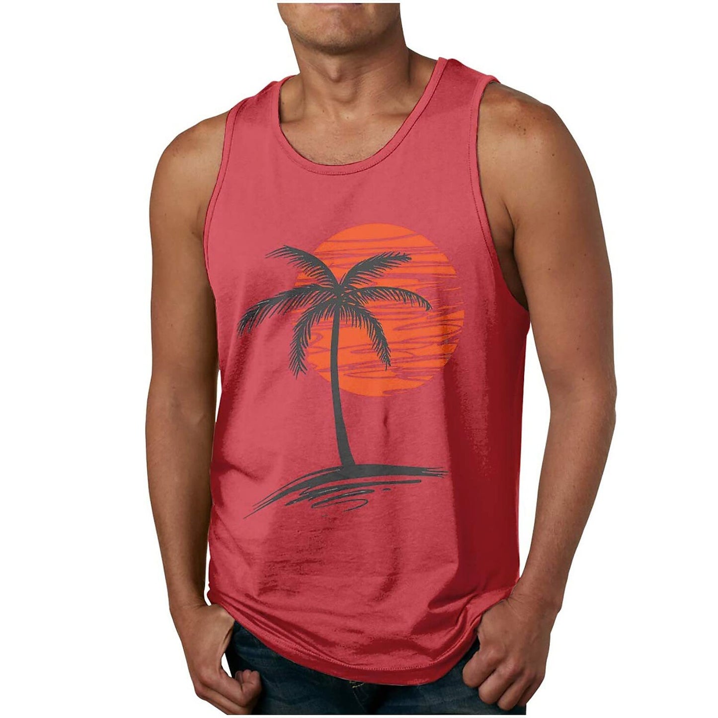 Coconut Tree V-Neck Tank Top
