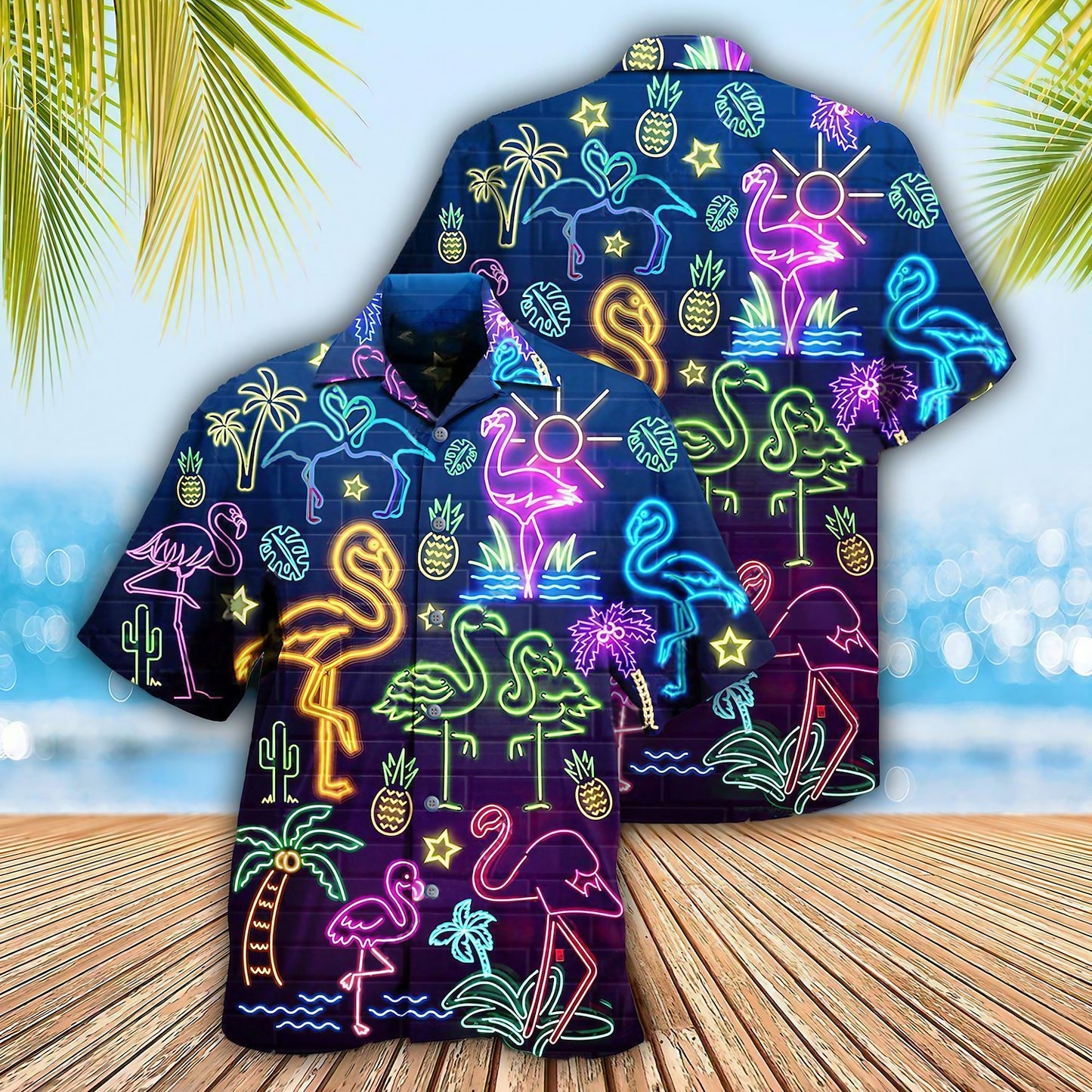 Flamingo Lights Aloha Shirt