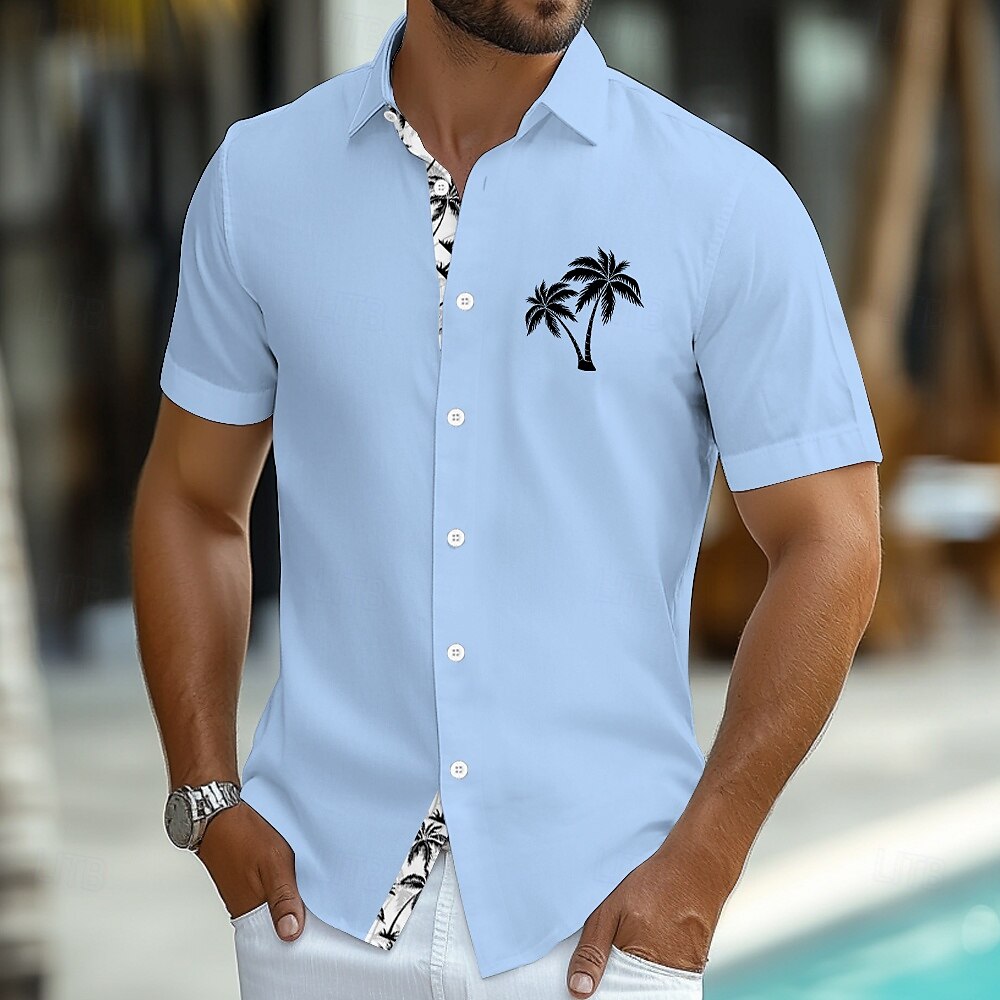 Camiseta de verano con plantas tropicales y cocoteros