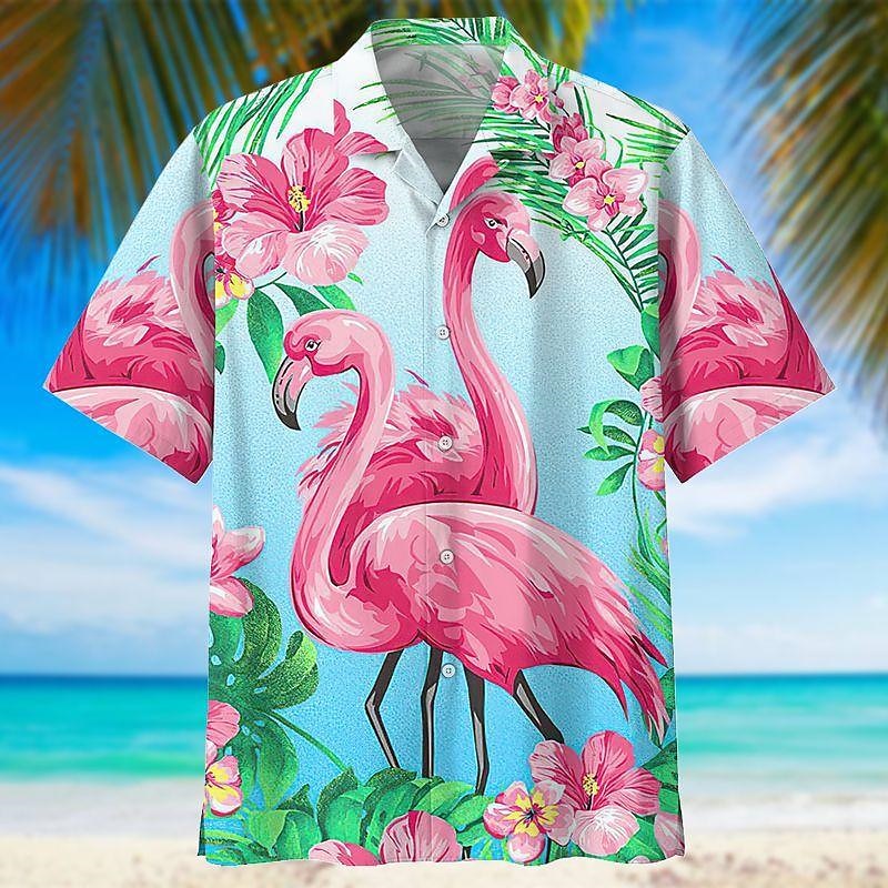 Flamingo Tropical Print Shirt