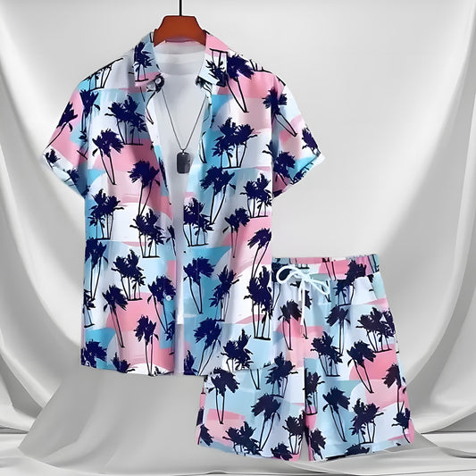 Palm Tree 2-Piece Set Blue