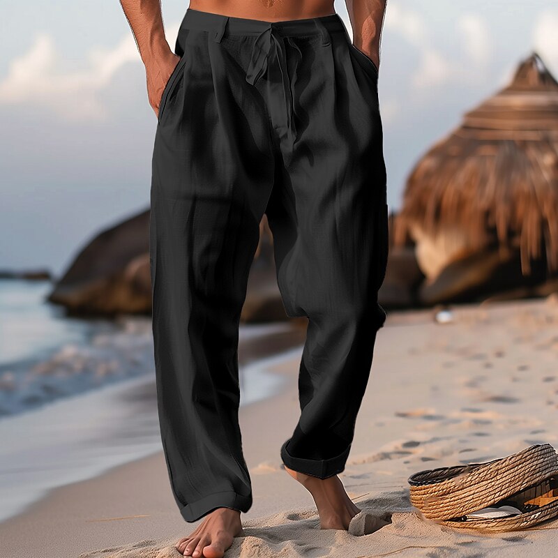 Classic Drawstring Pleat Summer Pants