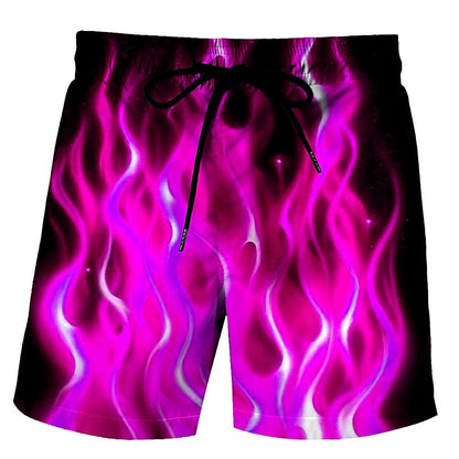 Flame Print Swimming Bathing Suit Shorts