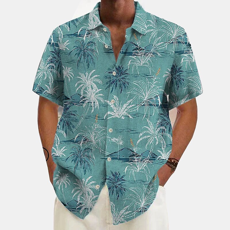 Linen Coconut Tree Hawaiian Shirt