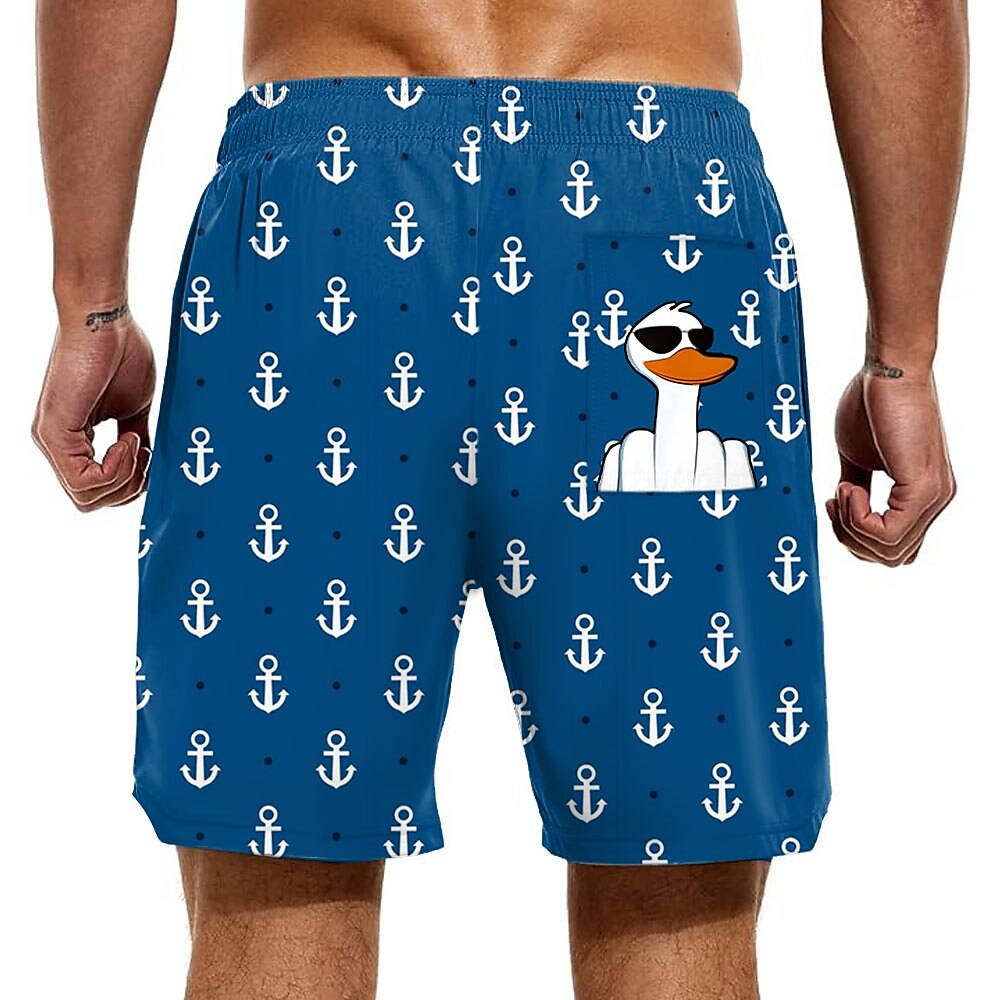 Anchor Duck Print Compression Swim Shorts