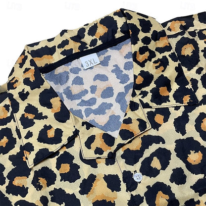 Retro 70s Disco Leopard Aloha Shirt