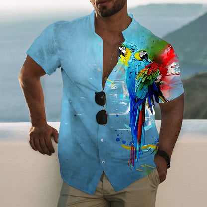 Parrot Print Aloha Shirt