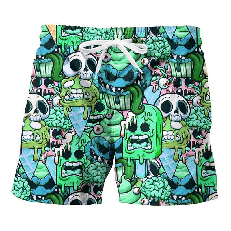 Graphic Skull Swimming Trunks Board Shorts