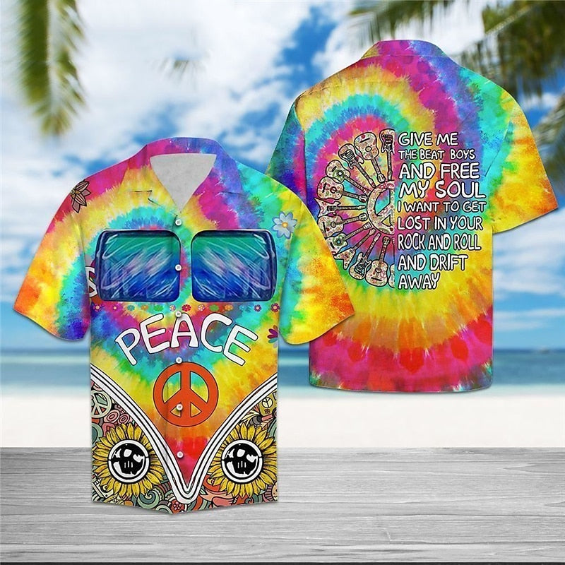 Tie Dye Hippie Aloha Shirt