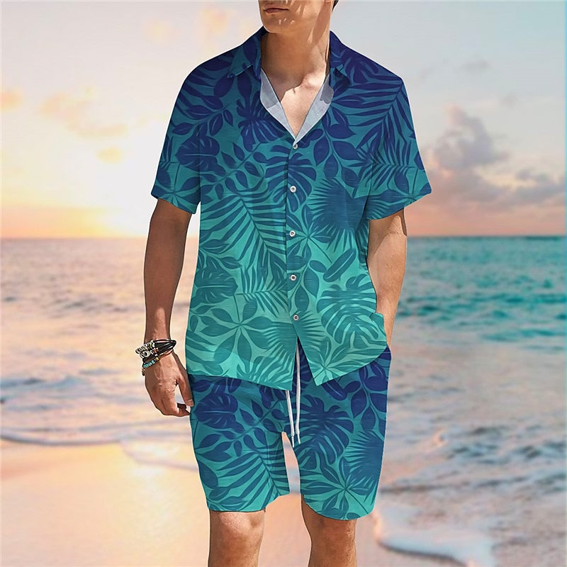 Hawaiian Tropicals Leaf Shirt Set