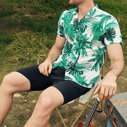 Tropical Floral Summer Outdoor Home Shirt Set Green