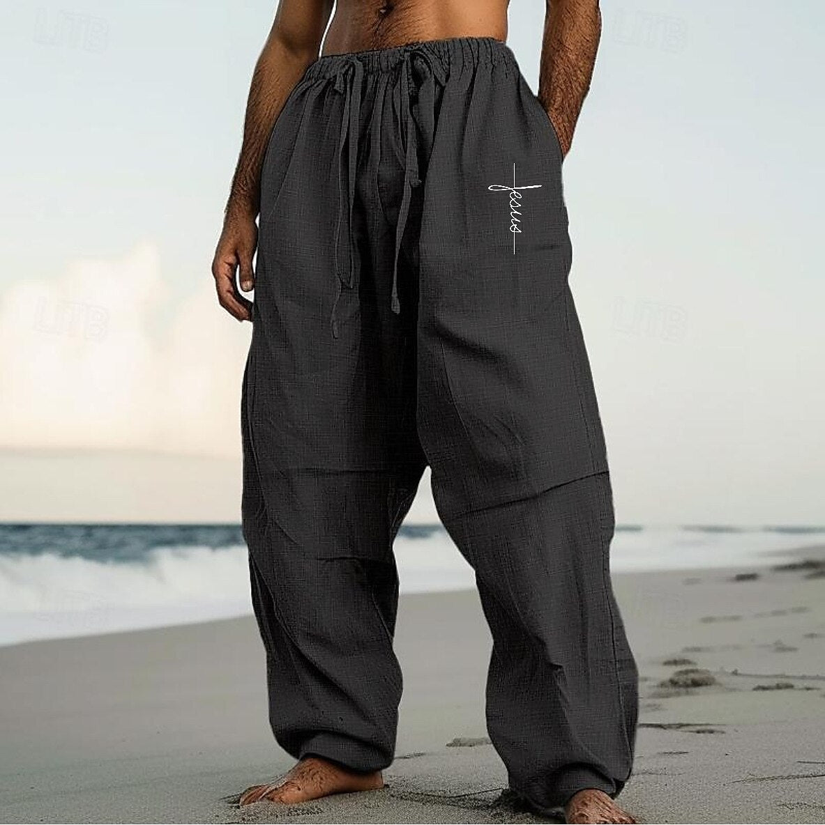 Baggy Linen Drawstring Pants