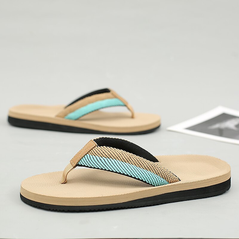 Red Flip-Flops with Black & Gold Stripes