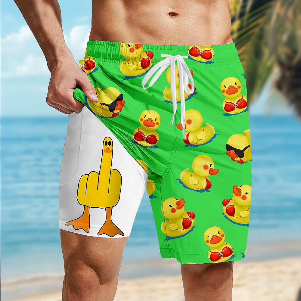 Little Yellow Duck 2-in-1 Board Shorts