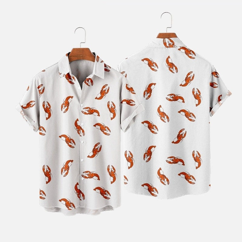 Camisa hawaiana de verano con estampado de animales y peces tropicales