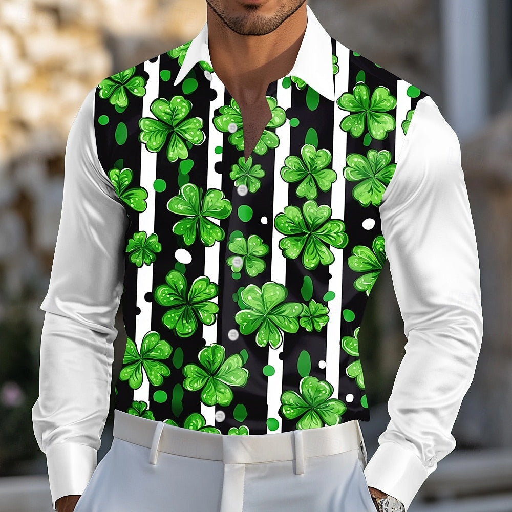 St. Patrick¡¯s Day Clover Satin Shirt