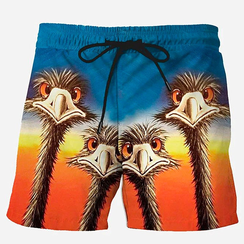 Printed Flamingo Bird Swimming Shorts