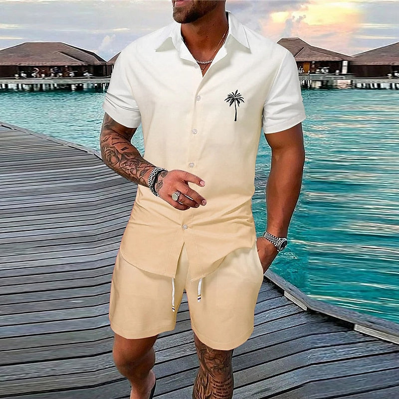 Gradient Coconut Tree 2pcs Shirts Sets
