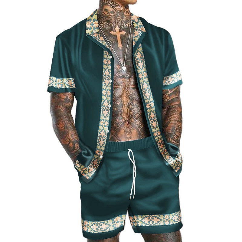 Hawaiian Vacation Print Shirt Set