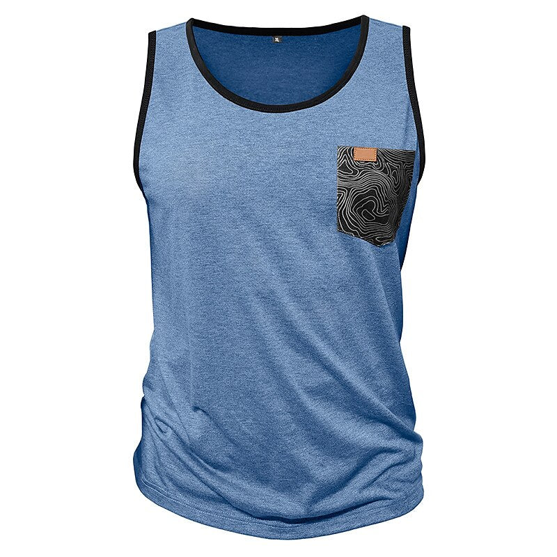 Sleeveless Muscle Tank with Pocket