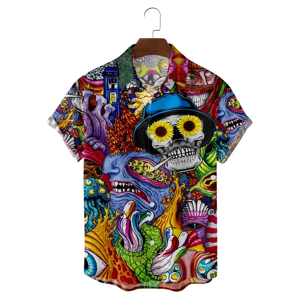 Aloha Graphic Skeleton Shirt