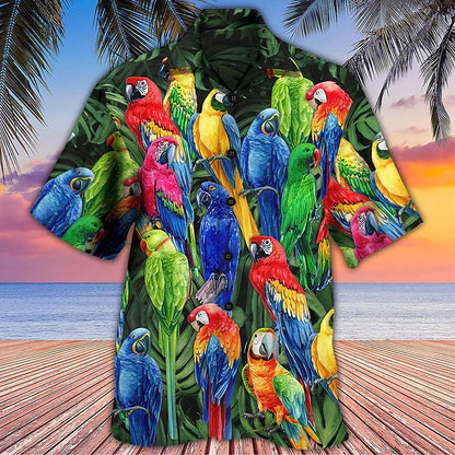 Parrot Print Camp Collar Shirt