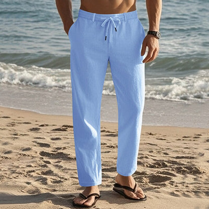 Beach Linen Elastic Waist Pants