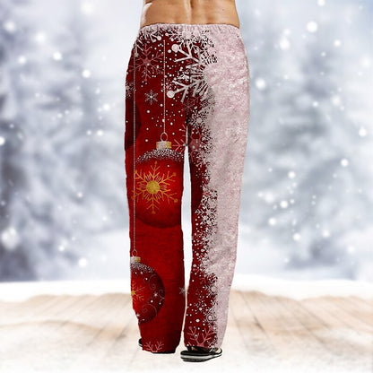 Pantalones con cordón y copos de nieve navideños