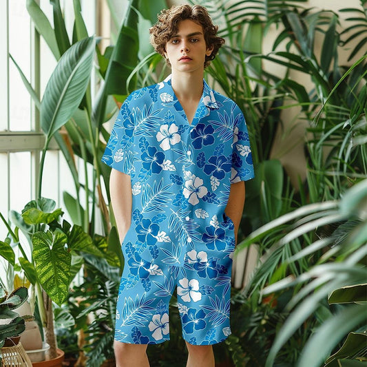 Camisa hawaiana de verano con estampado floral de flores tropicales