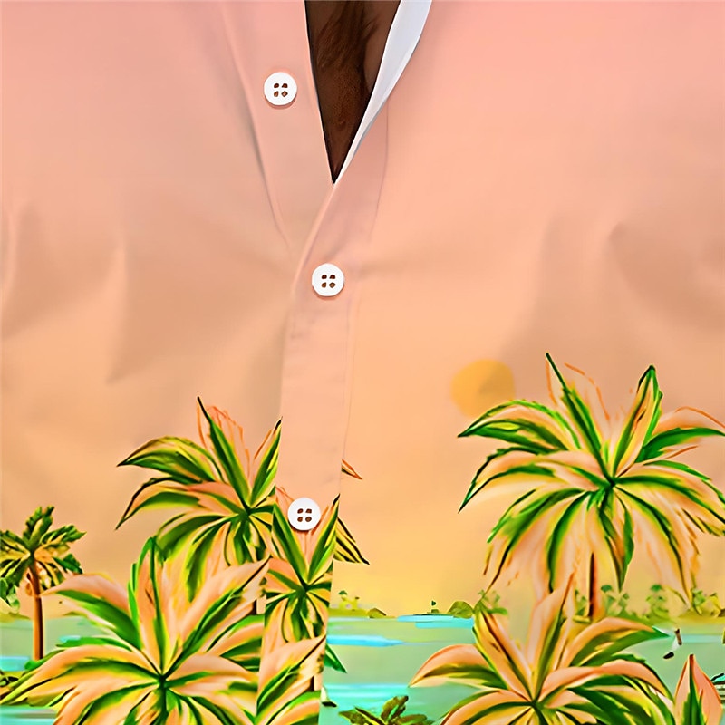 Palm Tree Tropical Botanical Seascape Pattern Shirt Set