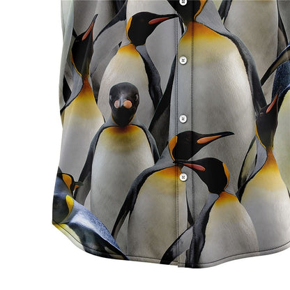 Camisa hawaiana de verano con estampado de animales tropicales y pingüinos