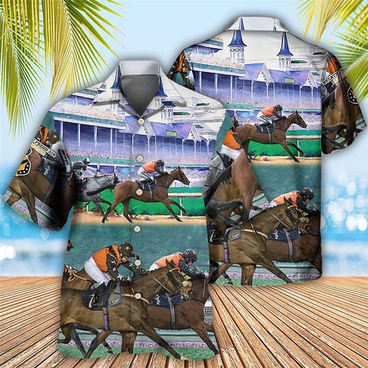 Camiseta de carreras de caballos Kentucky Derby Horse Camiseta hawaiana de verano