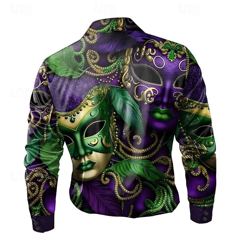 Mardi Gras Mask Satin Shirt