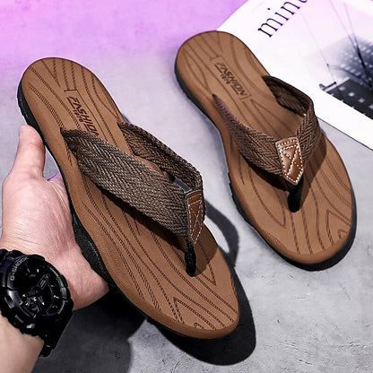 Casual Flip-Flops – Braided Straps & Textured Sole