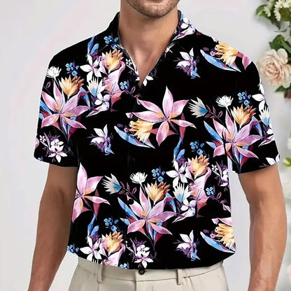 Camisa hawaiana de verano con flores tropicales y flores Camisa hawaiana