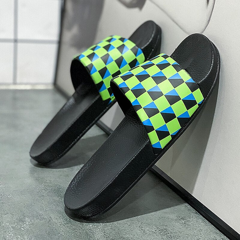 Vibrant Geometric Slide Sandals