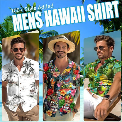 Camisa hawaiana de verano con plantas tropicales