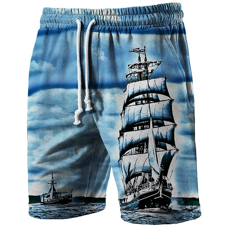 Graphic Prints Sailboat Sweat Shorts