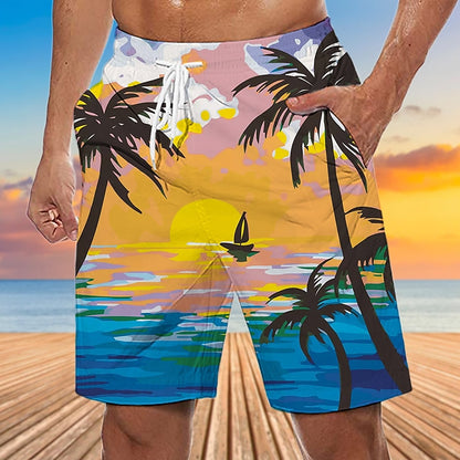 Coconut Tree Sunset Board Shorts