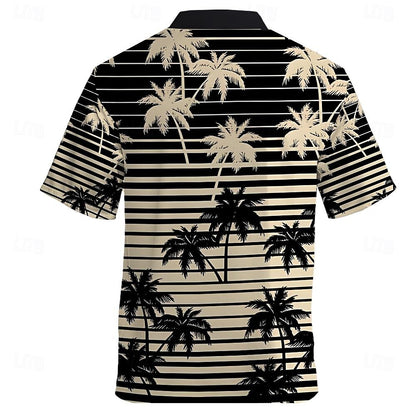 Camiseta con plantas tropicales, palmeras y cocoteros