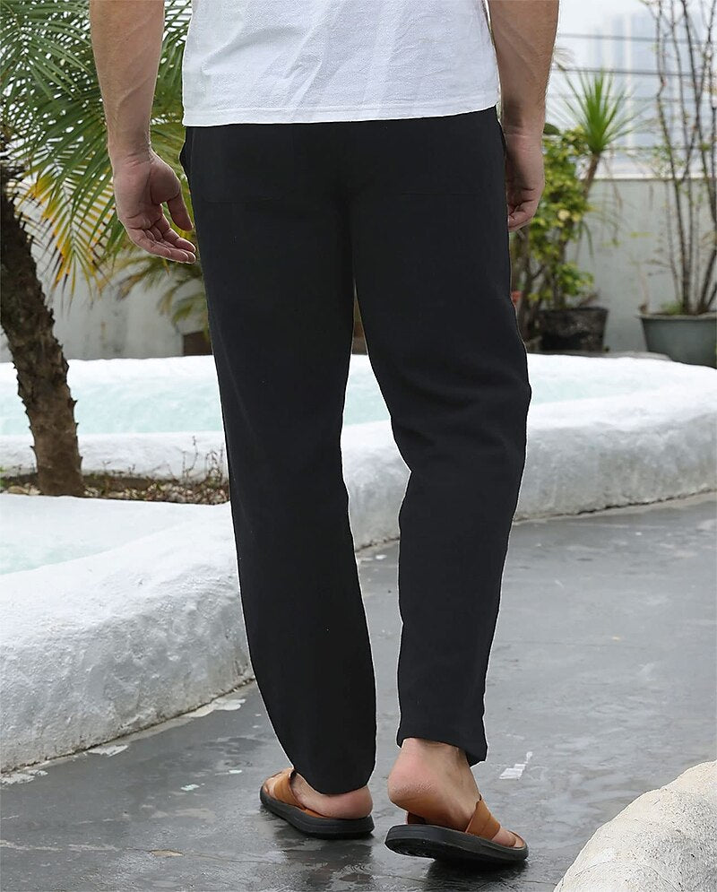 Linen Cotton Blend Beach Pants