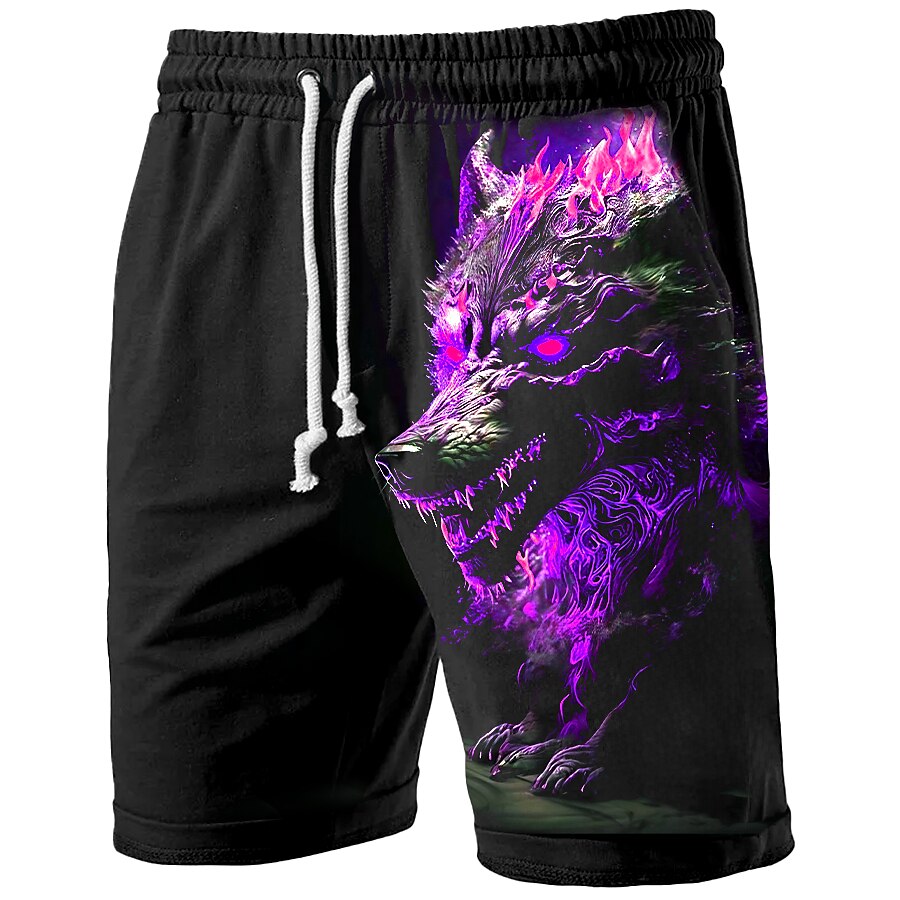 Graphic Animal Wolf Sweat Shorts