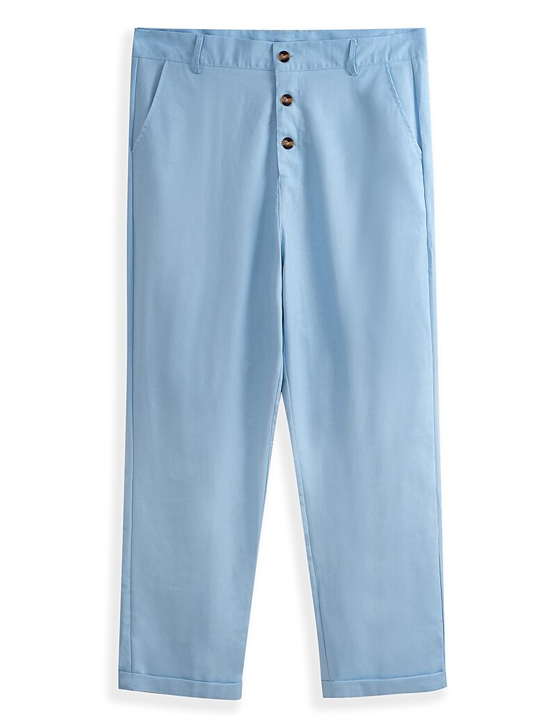 Linen Straight-Leg Business Casual Pants