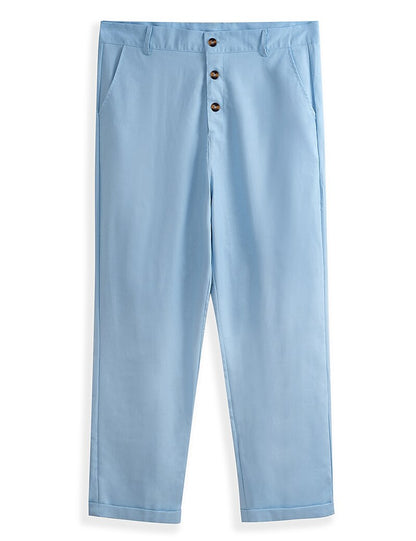 Linen Straight-Leg Business Casual Pants