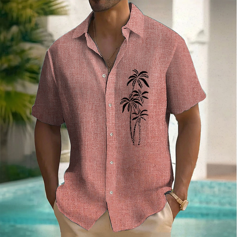Coconut Tree Linen Hawaiian Shirt