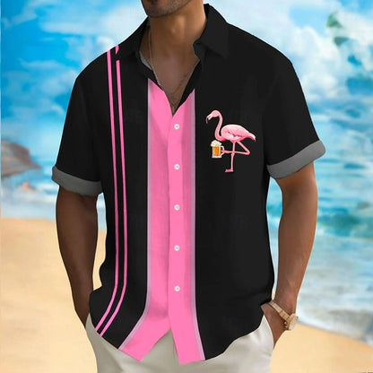 Camisa de bolos con flamencos de Aloha