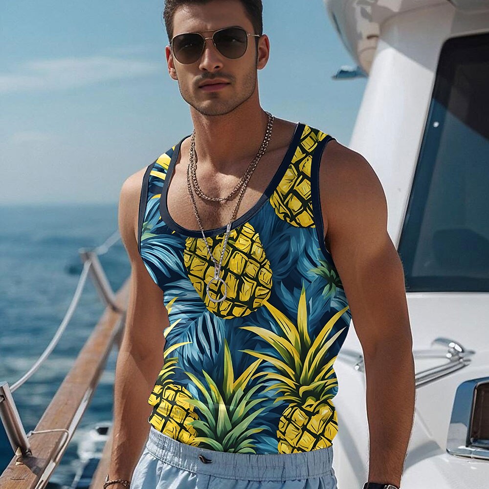 Pineapple Graphic Sleeveless T-Shirt