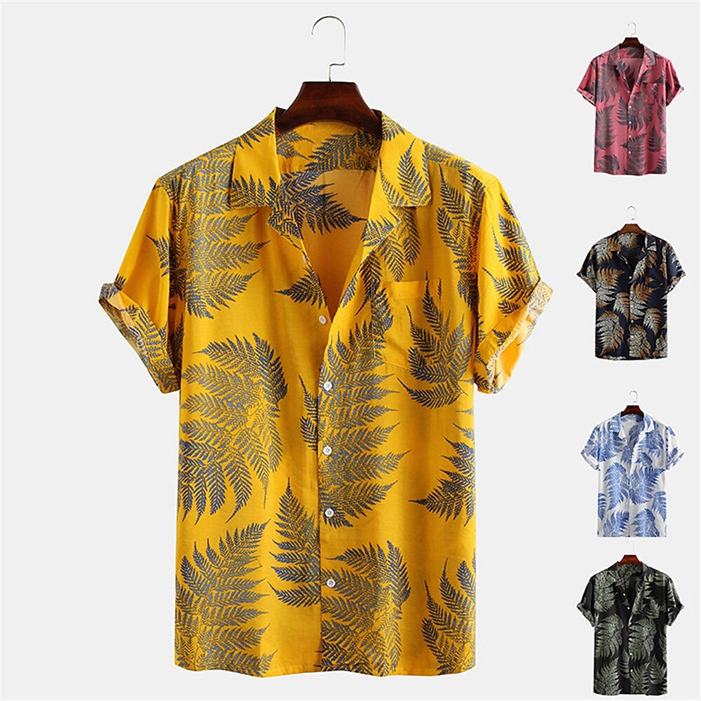 Palm Leaf Tropical Camp Collar Shirt