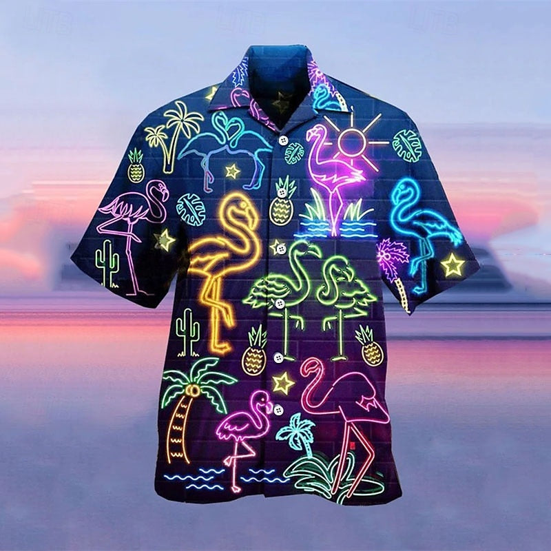 Tropical Fluorescent Camp Collar Shirt